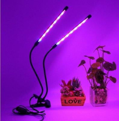 Фіто-лампа гнучка 20w 2:1 біколор - 2 світильника на прищіпці з таймером + блок живлення 001093 фото