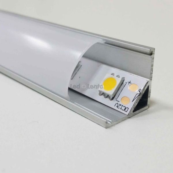 Алюминиевый профиль 1м для светодиодной ленты угловой ПФ-9 + Рассеиватель 1018266 фото