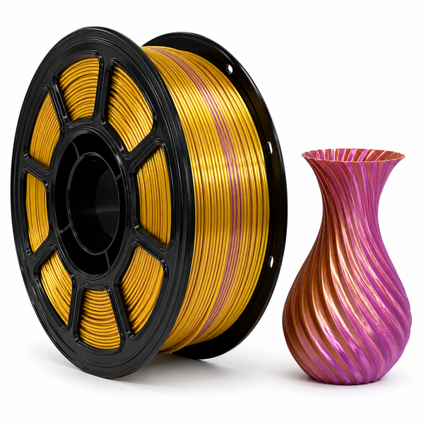 PLA SILK пластик для 3D принтера 1 кг 1.75 мм Dual Color Фиолетово-золотой 0411004 фото