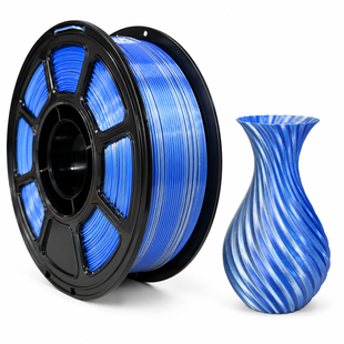 PLA SILK пластик для 3D принтера 1 кг. 1.75 мм. Dual Color Синій-Срібло 0411037 фото
