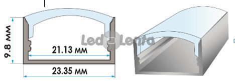 Алюминиевый профиль широкий 1м для светодиодной ленты ПФ-25 + Рассеиватель 1018492 фото